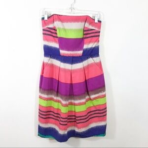 Shoshanna Striped Strapless Silk Blend Dress 4